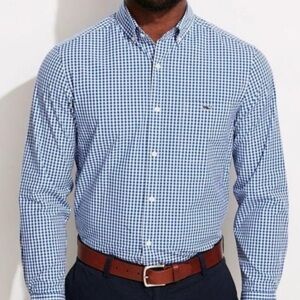 Vineyard Vines Slim Fit Tucker Shirt Blue White Gingham Men's Large